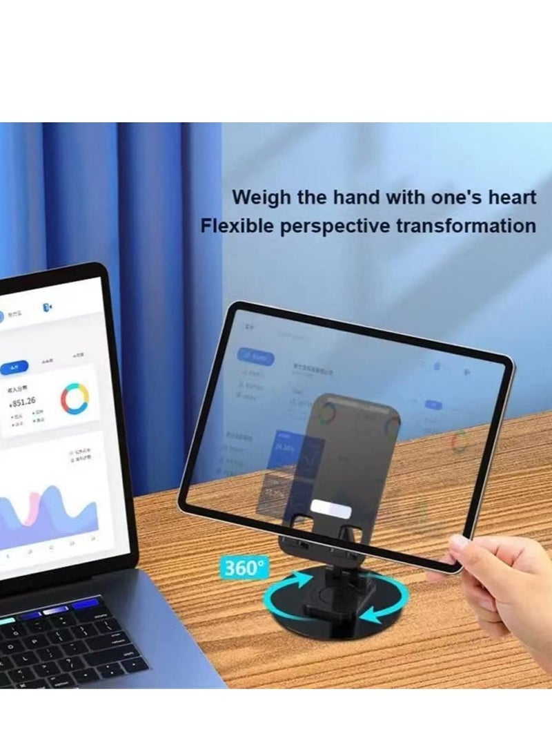 ELTRAZONE Foldable Phone Stand for Desk, Adjustable Mobile Phone Desk Holder, Tablet Cradle Dock Mount for iPhone 14 Pro Max Plus, 13 12 Pro Max, 11 Pro, Samsung S22 S21 A51, etc 4-11" Cell Phone, Tablet- Black - Image 2