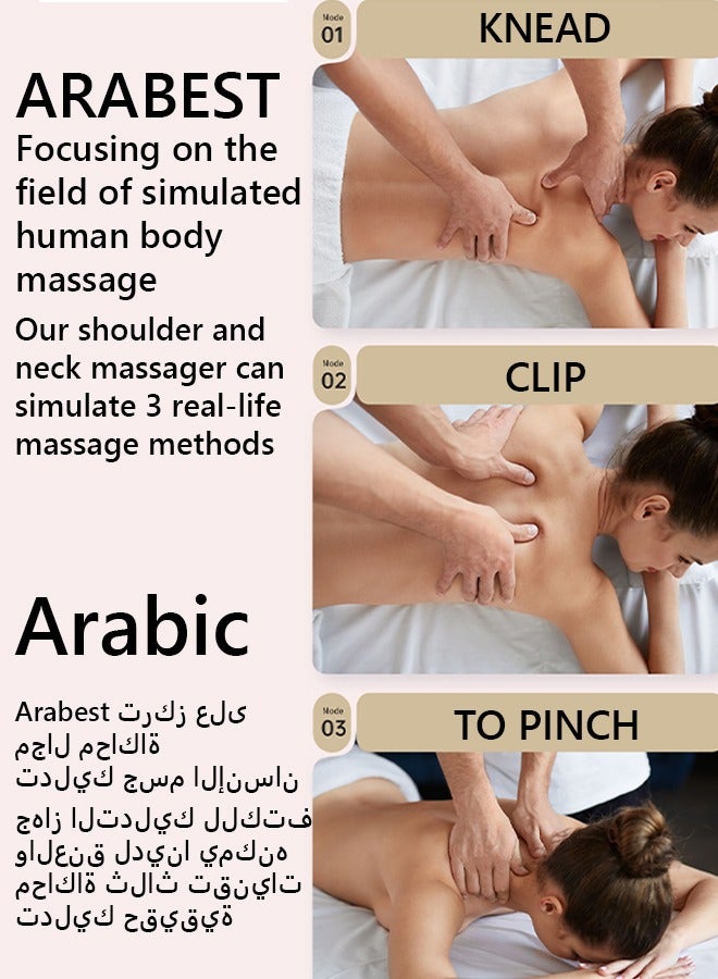 Arabest Mini Kneading Neck Massager Shoulder Massage Machine and Neck Hot Compress Body Massager  with Heat, Shiatsu Massager for Neck, Back, Shoulder, Foot and Leg, Deep Tissue 3D Kneading Massager for Relax Muscles at Home and Offie,Neck Massager for Women and Men - Image 4
