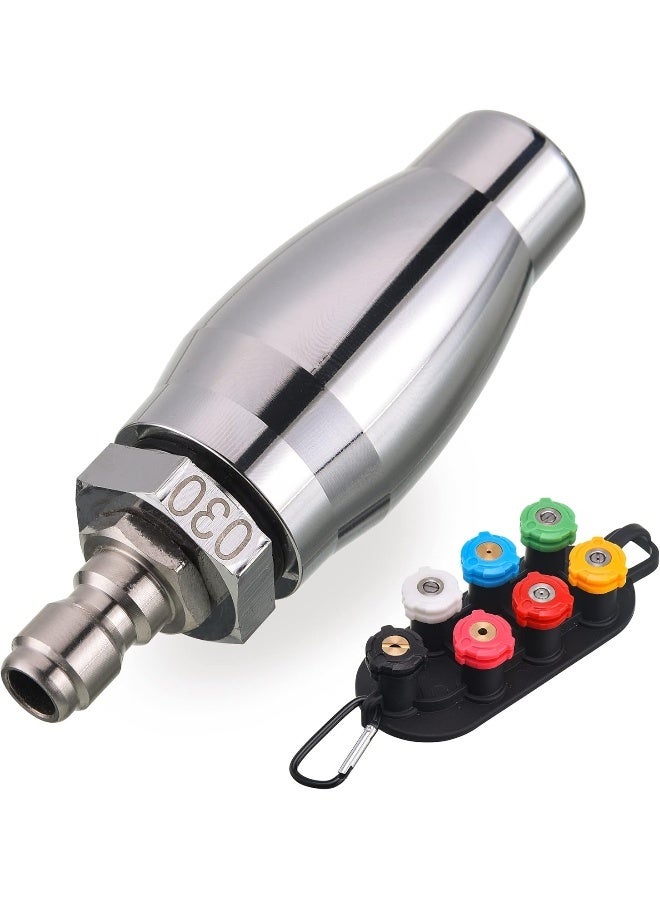 JOEJET Turbo Nozzle For Pressure Washer, Rotating With 1/4" Quick Connect, 7 Nozzle Tips With Holder, 3600 Psi  - Image 1