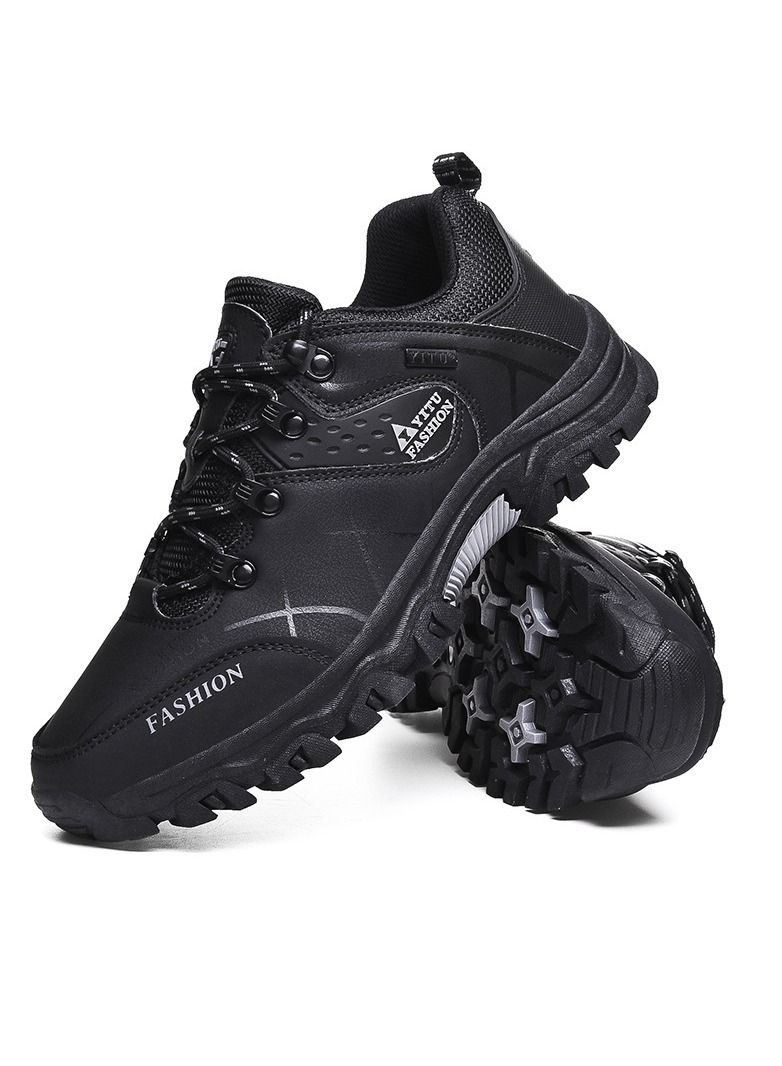 OUTAD Camping Climbing Lace-Up Hiking Shoe Black - Image 5