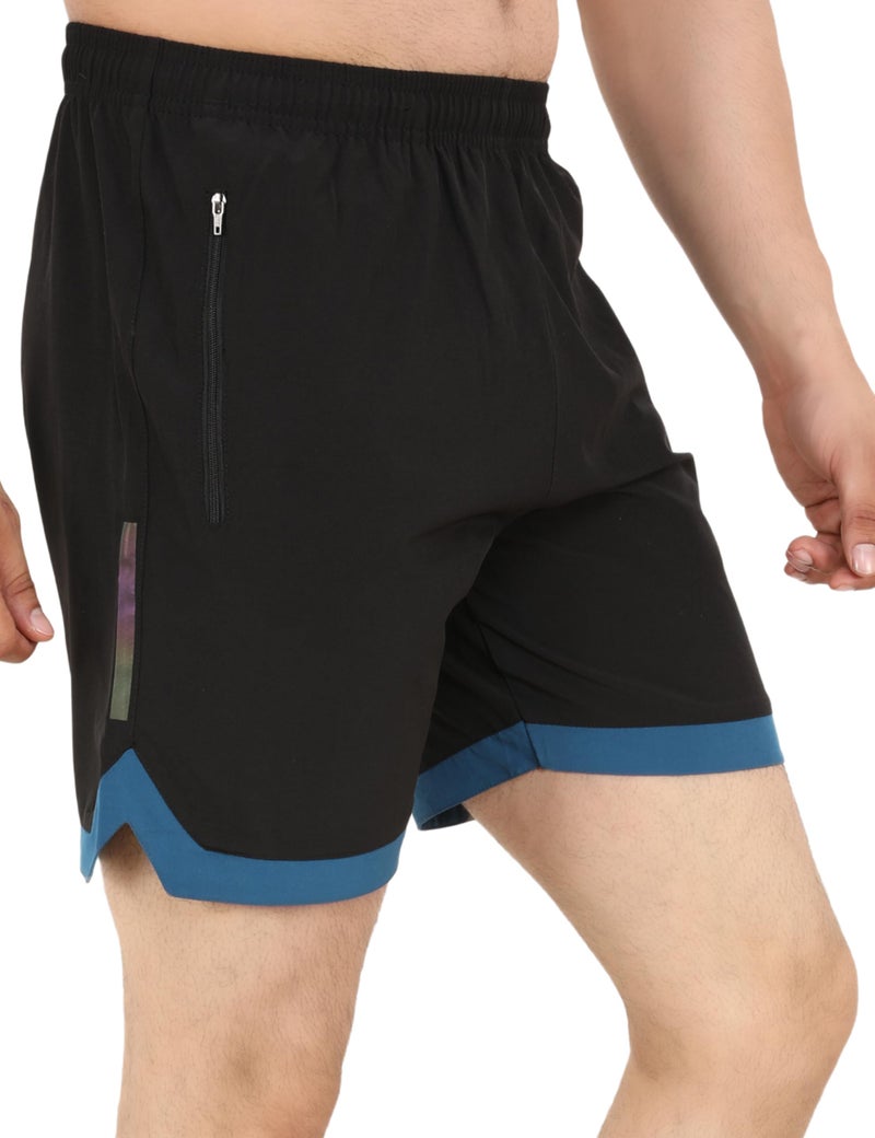 NINQ Mens 2 Pack Polyester Yoga Short Men Summer Running Gym Sports Shorts with Pockets Shorts for Men (in, Alpha, S, Regular, Black Blue) - Image 3