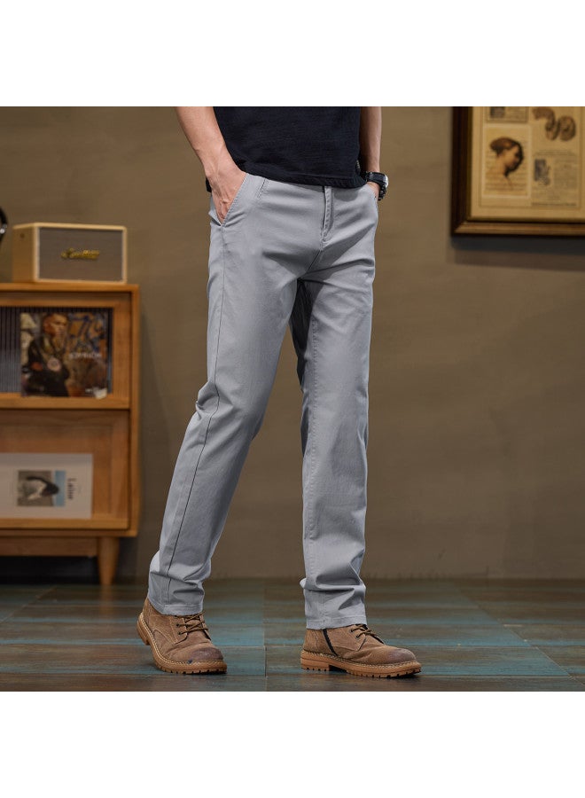 Fapai Soft, Stretchy, And Easy To Care For] Men's Lightweight Casual Pants, Slight Stretch, Solid Color, Versatile, Mid-rise, Simple Youth Straight-leg Long Pants - Image 4