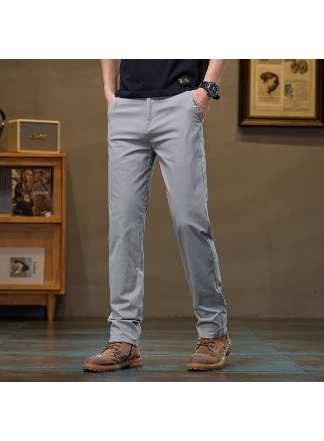 Fapai Soft, Stretchy, And Easy To Care For] Men's Lightweight Casual Pants, Slight Stretch, Solid Color, Versatile, Mid-rise, Simple Youth Straight-leg Long Pants - Image 5