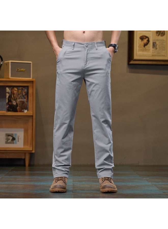 Fapai Soft, Stretchy, And Easy To Care For] Men's Lightweight Casual Pants, Slight Stretch, Solid Color, Versatile, Mid-rise, Simple Youth Straight-leg Long Pants - Image 3