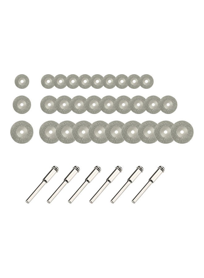 طقم أقراص قطع ماسية مع سيقان توصيل مكون من 36 قطعة فضي - Image 1