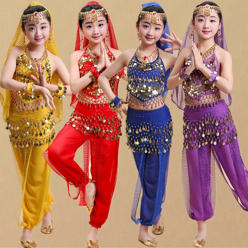 Children'S Dance Clothing Indian Dance Performance Clothing Ethnic Xinjiang Dance Children Belly Dance Highlights Pants Practice Performance Suit - Image 3