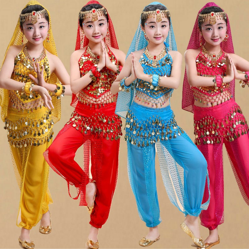 Children'S Dance Clothing Indian Dance Performance Clothing Ethnic Xinjiang Dance Children Belly Dance Highlights Pants Practice Performance Suit - Image 2