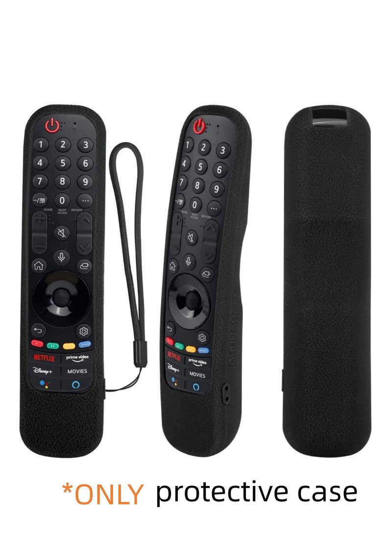 MJZ Protective Silicone Case for LG Smart TV Remote Control AN-MR21 MR21N MR21GC MR22GA MR23GA MR24GA for LG OLED TV Magic Remote and MR21GA Remote Cover Shockproof, Washable and Skin-Friendly Cover (Black) - Image 1