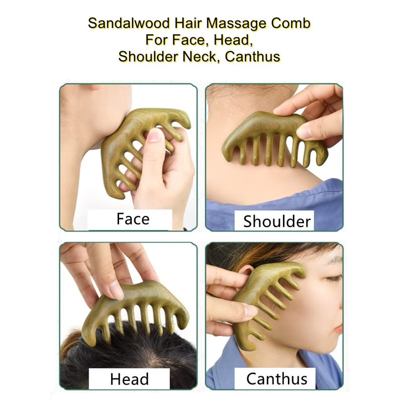 Agoder Sandalwood Wide Tooth Scraping Scalp and Acupoint Massage Comb by No Static Handheld Tool for Head Caring Relaxation - Image 3