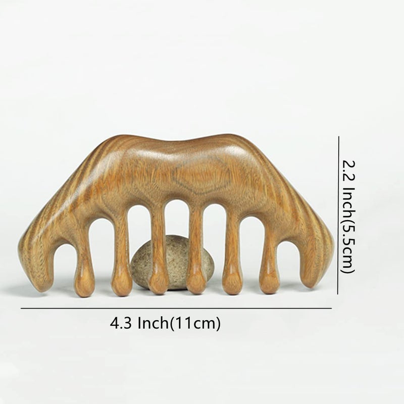 Agoder Sandalwood Wide Tooth Scraping Scalp and Acupoint Massage Comb by No Static Handheld Tool for Head Caring Relaxation - Image 2