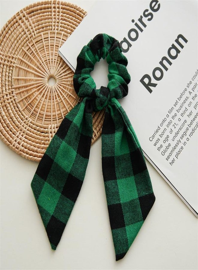 BBTDIN Christmas Plaid Hair Scrunchies Bow Checkered Plaid Hair Tie Rope Christmas Buffalo Plaid Hair Scrunchy BHC60 (B3-Green Red) - Image 3