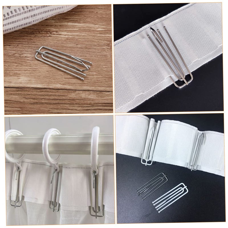Stainless Steel Shower Curtain Hooks Rustproof Four Claw Design for Tape Pleat Drapery Bathroom - Image 3