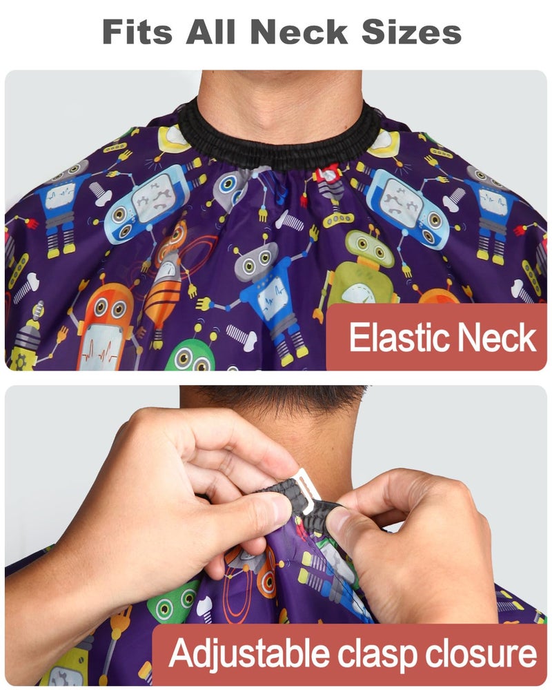 YELEGAI Kids Hair Cutting Cape (2 Pack) Professional Children Salon Barber Apron for Boys and Girls (Cartoon Robot & Cartoon Monster) - Image 3