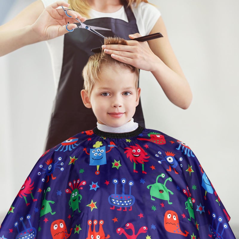 YELEGAI Kids Hair Cutting Cape (2 Pack) Professional Children Salon Barber Apron for Boys and Girls (Cartoon Robot & Cartoon Monster) - Image 4