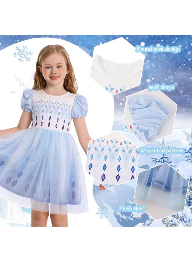 Benylion Princess Dress for Girls Halloween Cosplay Outfits Princess Costume Birthday Gift Fancy Party Dress, White, 5-6 years - Image 3