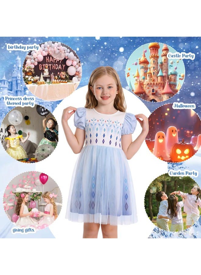Benylion Princess Dress for Girls Halloween Cosplay Outfits Princess Costume Birthday Gift Fancy Party Dress, White, 5-6 years - Image 5