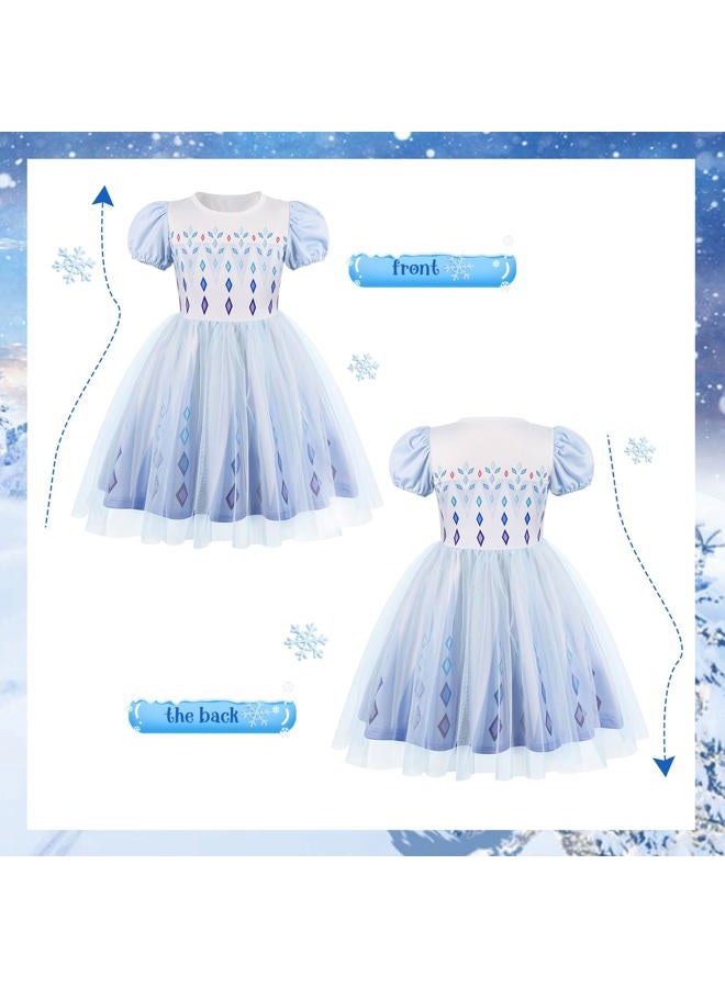 Benylion Princess Dress for Girls Halloween Cosplay Outfits Princess Costume Birthday Gift Fancy Party Dress, White, 5-6 years - Image 2
