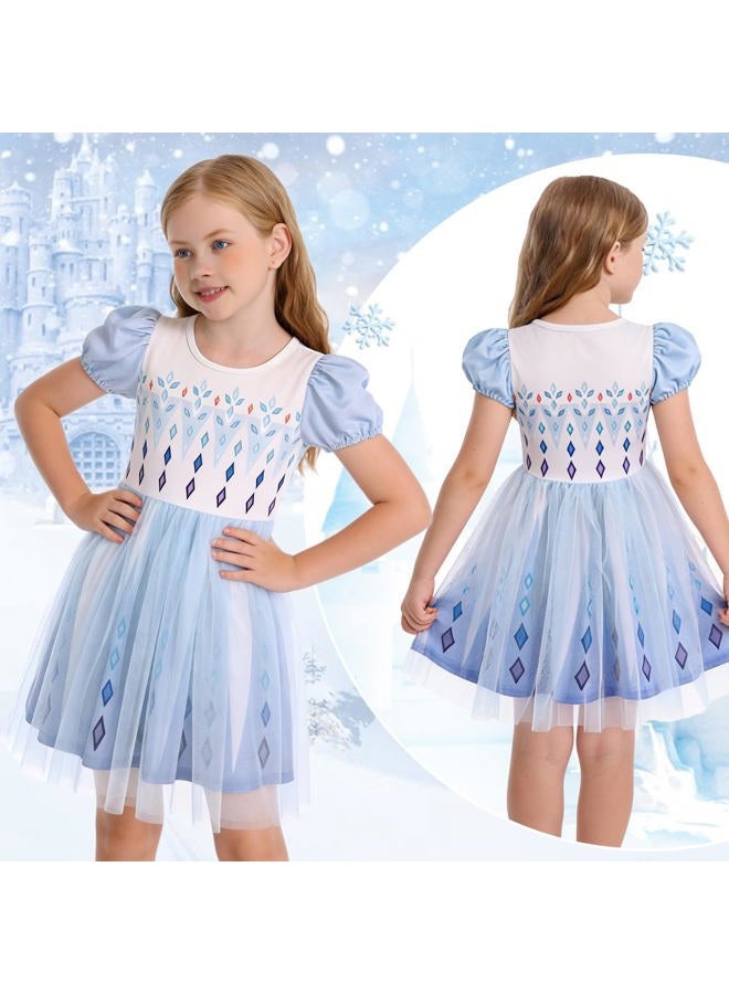 Benylion Princess Dress for Girls Halloween Cosplay Outfits Princess Costume Birthday Gift Fancy Party Dress, White, 5-6 years - Image 4