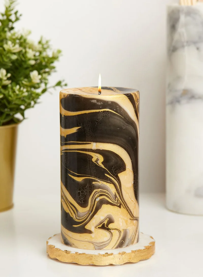 Flamingo Candles Goldrush Marble Pillar Candle