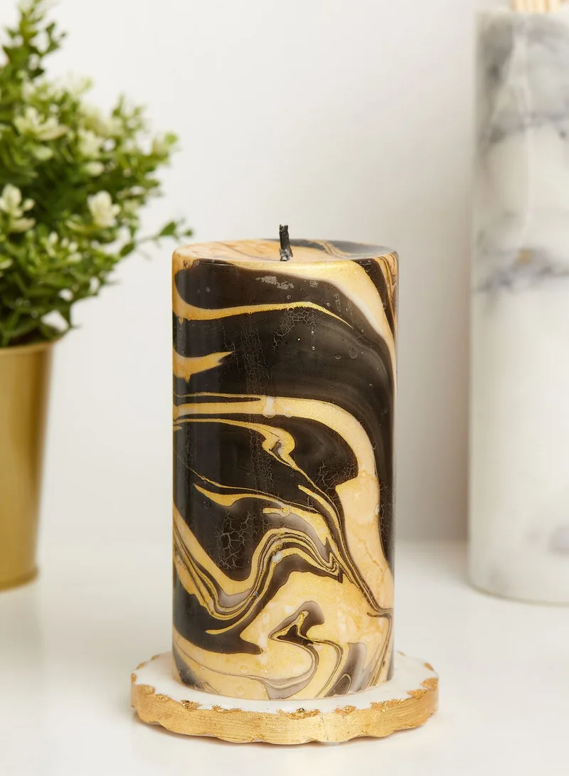 Flamingo Candles Goldrush Marble Pillar Candle