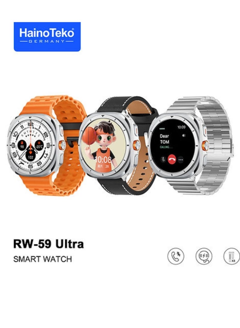 Haino Teko RW-59 Ultra Screen AMOLED Display Smart Watch With 3 Pair Straps and Wireless Charger - Image 1