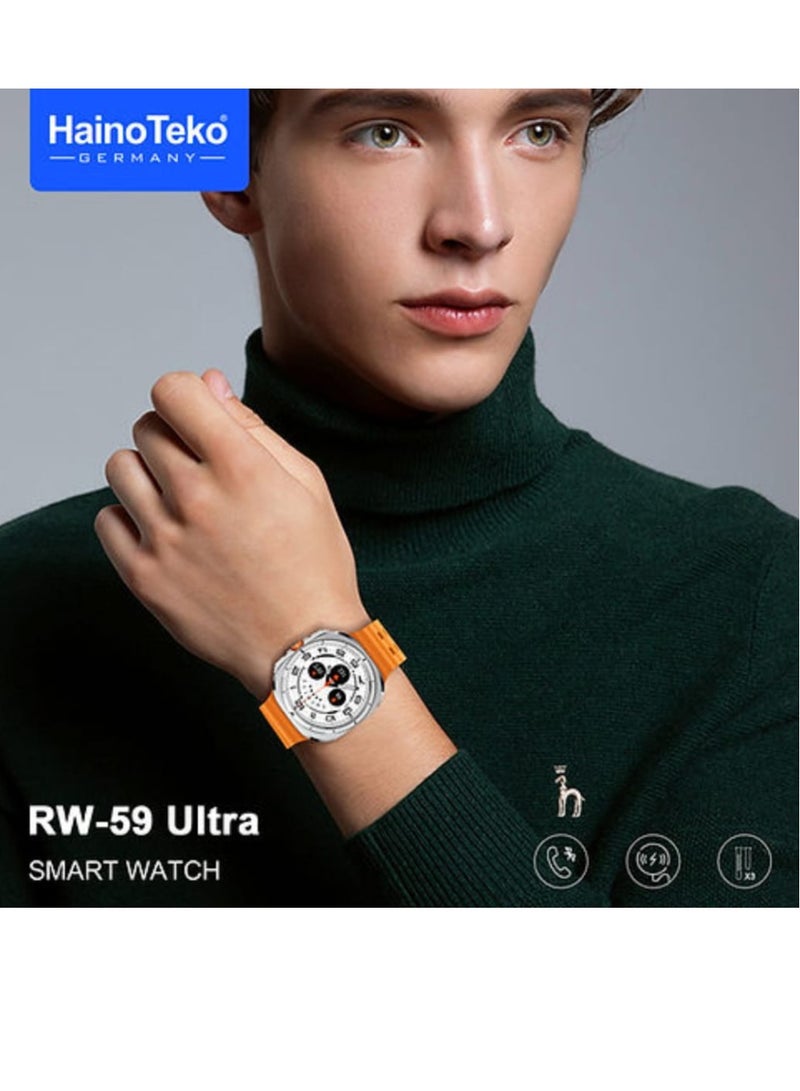 Haino Teko RW-59 Ultra Screen AMOLED Display Smart Watch With 3 Pair Straps and Wireless Charger - Image 2