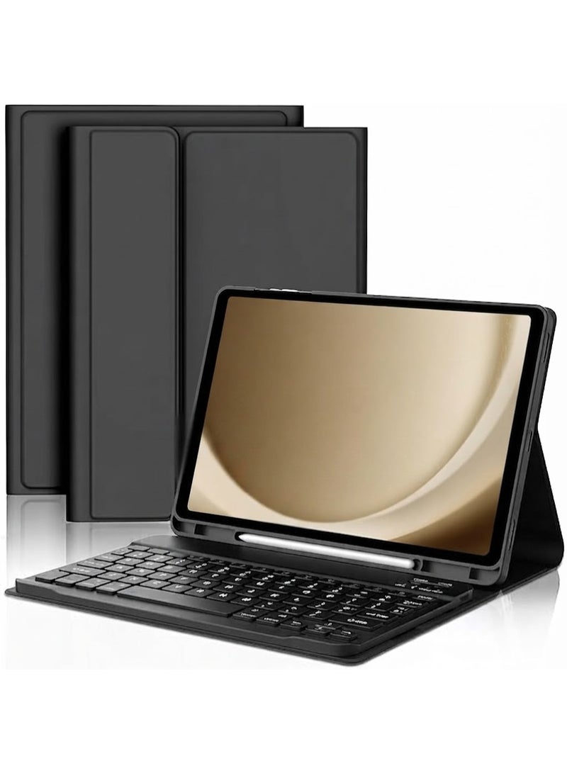 ليناكز الأصلي حافظة لوحة مفاتيح لجهاز Galaxy Tab A9 Plus، لوحة مفاتيح Bluetooth قابلة للفصل (بتخطيط QWERTY)، لون أسود - Image 1