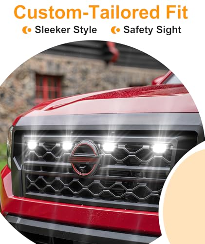 SDPVorn LED Grille Lights for Nissan Frontier 2022 2023 2024 Accessories 3rd Gen, Direct-Snap Frontier Front Grille Marker Lights Only Fits PRO 4X X S SV SL (White) - Image 4