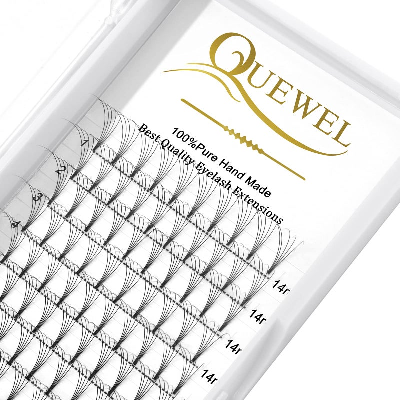 QUEWEL Volume Lash Extensions 5D 007mm D Curl 14mm Short Stem Premade Fans Soft Optinal 3D 4D 5D 6D 7D 8D 007010mm CD 820mm Mix916mm 1215mm 815mm 5D 007D 14mm