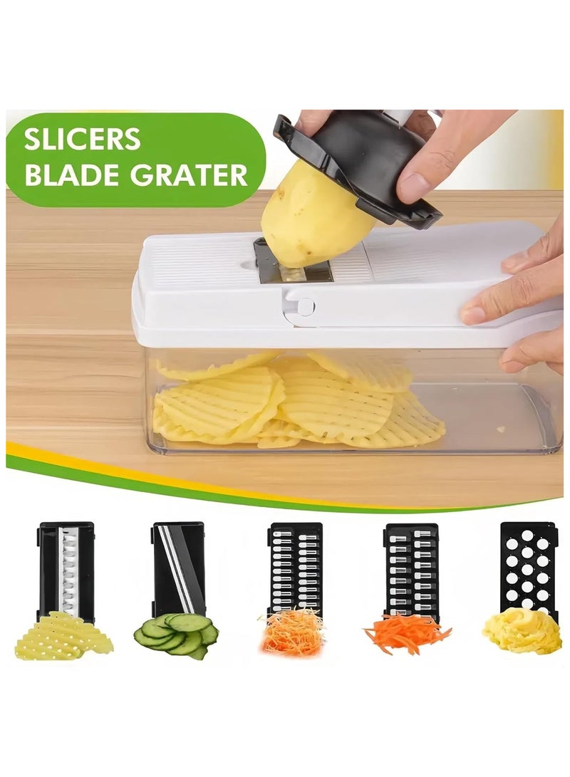 22-in-1 Vegetable Chopper with Container – Multi-Functional Mandoline Slicer and Dicer with 11 Blades, Onion Chopper, Vegetable Slicer for Potatoes, Tomatoes, Cucumbers, and Carrots  - Image 3