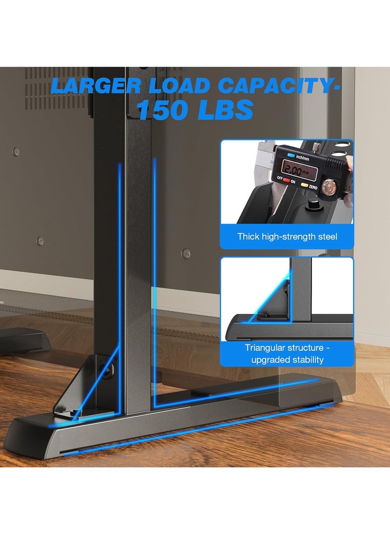 Rfiver Tabletop TV Stand with Height Adjustable TV Legs, TV Stands Base with Cable Management for Most 37 to 86 Inch Flat or Curved TVs, Steel TV Feet Holds up to 150 lbs, Max VESA 800x600mm, Black  - Image 4