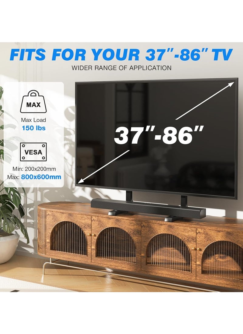 Rfiver - Tabletop TV Stand with Height Adjustable TV Legs, TV Stands Base with Cable Management for Most 37 to 86 Inch Flat or Curved TVs, Steel TV Feet Holds up to 150 lbs, Max VESA 800x600mm, Black - Image 1