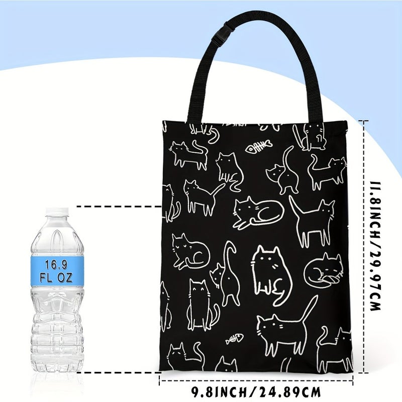 Car Vehicle Trash Bag With Black Cat Print Hanging On Back Seat For Camping And Travel - Image 2