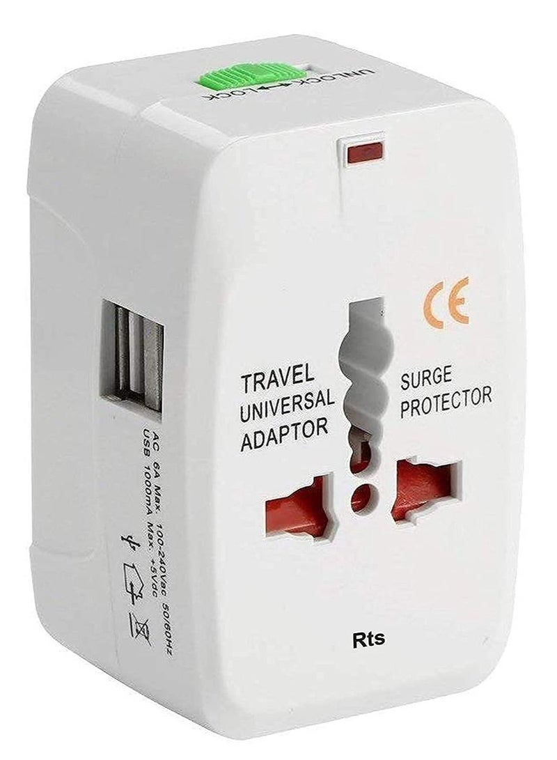 USB Adapter Plug World Power Charge Smart Phones, Smart Watches, COMPATABLE Laptop Camera Surge/Spike Tablet All Over The World - for International Europe White. - Image 1