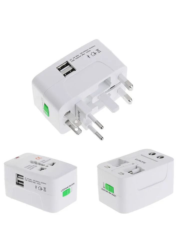 USB Adapter Plug World Power Charge Smart Phones, Smart Watches, COMPATABLE Laptop Camera Surge/Spike Tablet All Over The World - for International Europe White. - Image 2