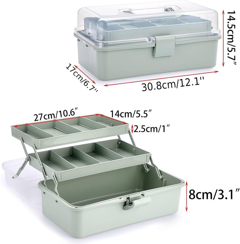 BTSKY 3-Layer Plastic Dividing Storage Box Craft Organizer and Storage with Adjustable Spacers Portable Handled Art Supply Organizer Multipurpose Home Utility Box for Medicine Box Sewing Box Organizer - Image 4
