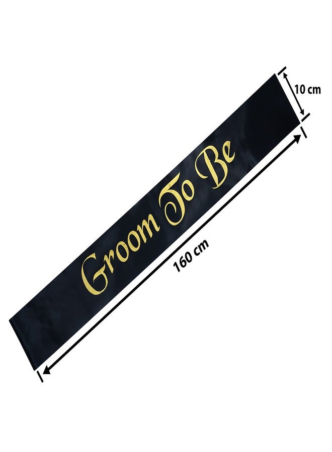 Decofy 2Pc Groom to Be Black Sash King Crown Set for Boys & Men | Bachelor Party Decoration Groom Accessories | Wedding Celebration Dress Up Costume Sash with Crown | Gift Set Wedding Props Decoration - Image 2
