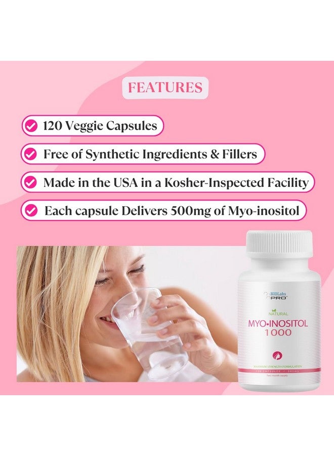 BIOLABS PRO BIOLABS PRO Myo-Inositol Supplement 1000mg - Natural Dietary Support for Cellular Health & Wellness, Premium Non-GMO, Gluten-Free, Kosher Certified, Paraben-Free - (120 Caps - 2-Month Supply) - Image 3