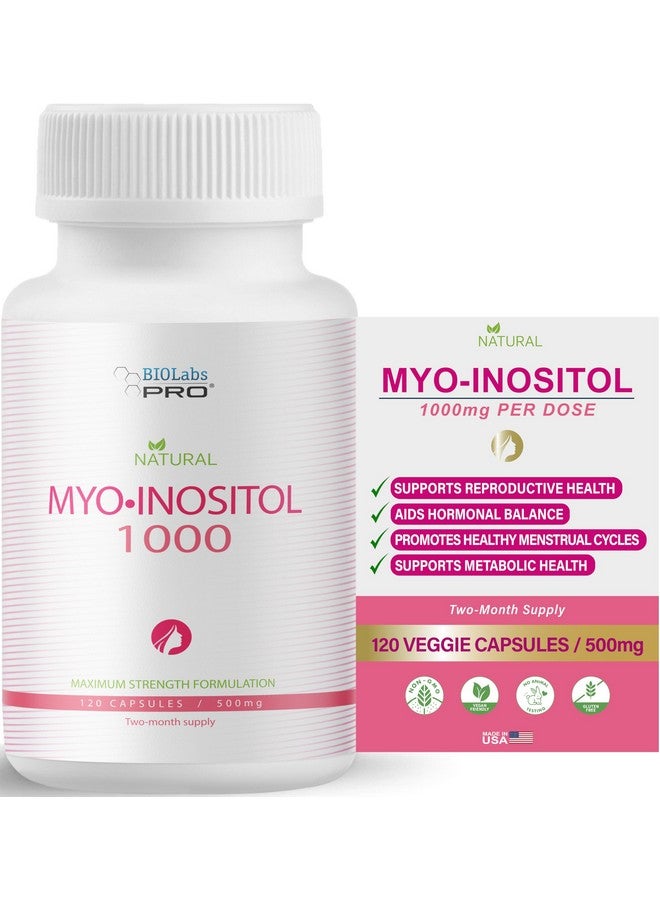 BIOLABS PRO BIOLABS PRO Myo-Inositol Supplement 1000mg - Natural Dietary Support for Cellular Health & Wellness, Premium Non-GMO, Gluten-Free, Kosher Certified, Paraben-Free - (120 Caps - 2-Month Supply) - Image 1