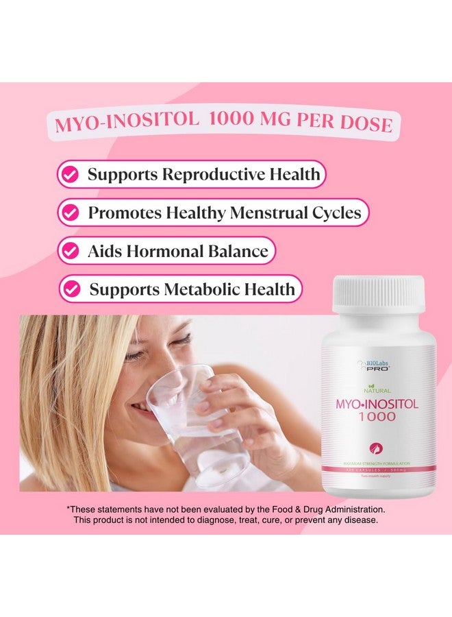 BIOLABS PRO BIOLABS PRO Myo-Inositol Supplement 1000mg - Natural Dietary Support for Cellular Health & Wellness, Premium Non-GMO, Gluten-Free, Kosher Certified, Paraben-Free - (120 Caps - 2-Month Supply) - Image 2