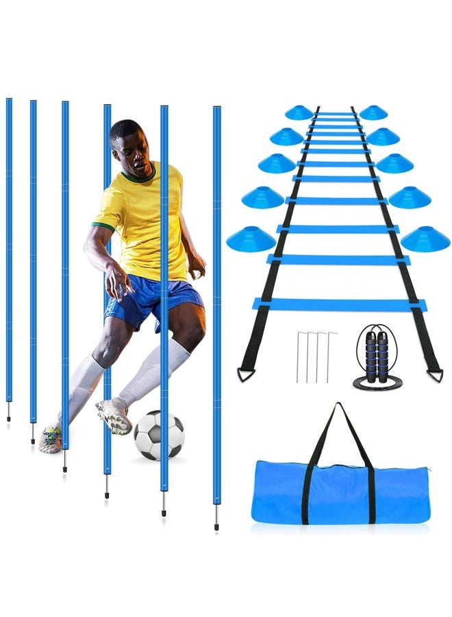HOTOOLME Soccer Agility Training Poles Set - Includes 6 Agility Poles,Agility Ladder, 10 Soccer Cones,Jump Rope for Speed Training, Soccer Training, Basketball Athletes & Kids - Image 1