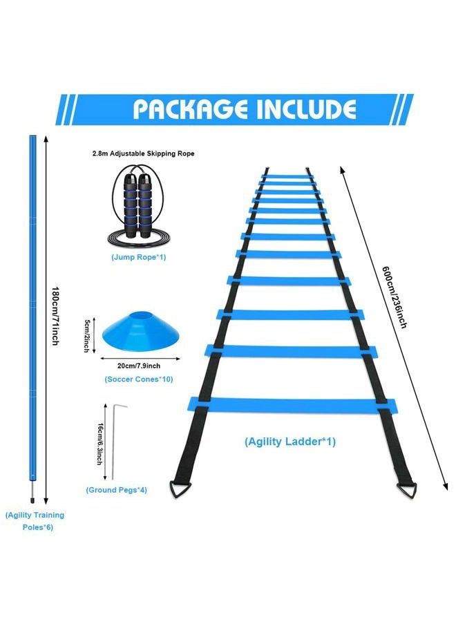HOTOOLME Soccer Agility Training Poles Set - Includes 6 Agility Poles,Agility Ladder, 10 Soccer Cones,Jump Rope for Speed Training, Soccer Training, Basketball Athletes & Kids - Image 2