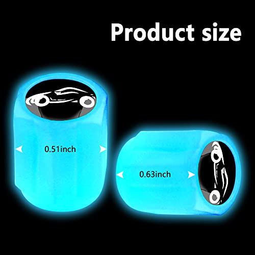 Aokdom 16PCS Fluorescent Tire Valve Stem Caps,Luminous Auto Wheel Air Valve Cap,Universal Decoration Accessories for Car/SUV/Bicycle/Trucks/Motorcycles,Cool Car Gifts (Car/Blue-16pcs) - Image 2