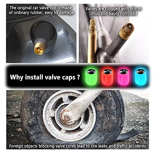 Aokdom 16PCS Fluorescent Tire Valve Stem Caps,Luminous Auto Wheel Air Valve Cap,Universal Decoration Accessories for Car/SUV/Bicycle/Trucks/Motorcycles,Cool Car Gifts (Car/Blue-16pcs) - Image 5