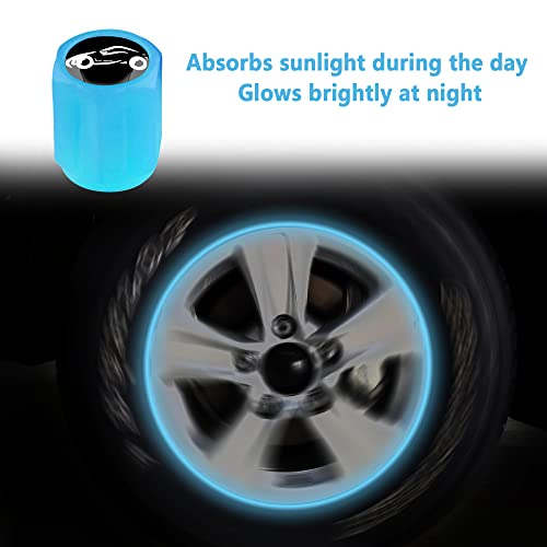 Aokdom 16PCS Fluorescent Tire Valve Stem Caps,Luminous Auto Wheel Air Valve Cap,Universal Decoration Accessories for Car/SUV/Bicycle/Trucks/Motorcycles,Cool Car Gifts (Car/Blue-16pcs) - Image 3
