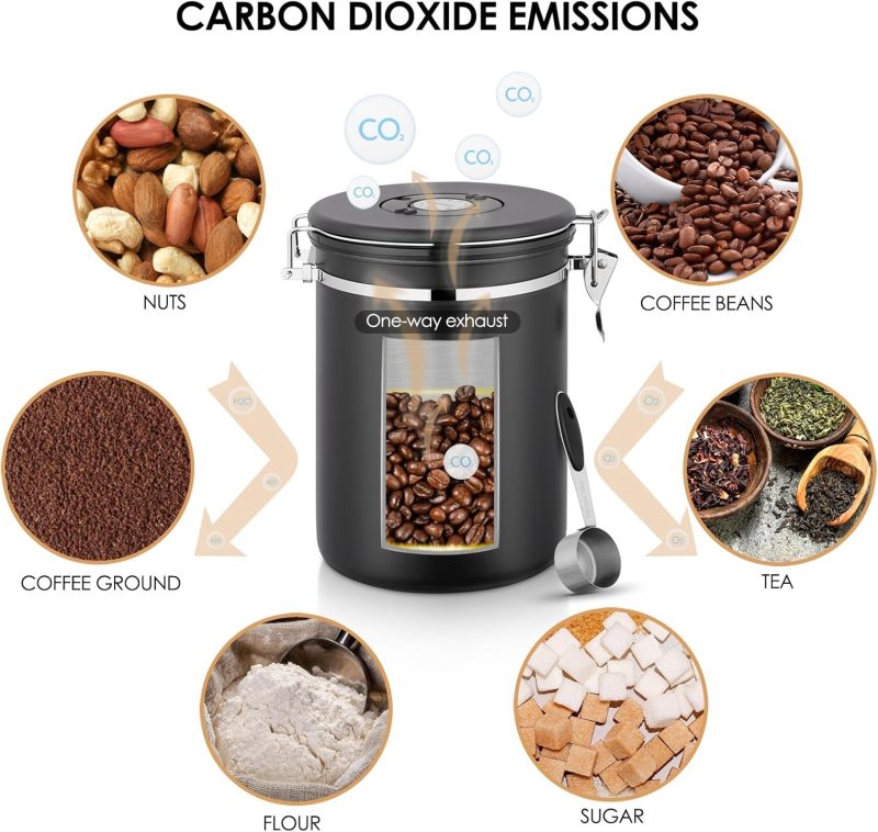 Airtight Coffee Canister Black - Airtight Coffee Storage Container for Home Kitchen Pantry Organization - Image 4