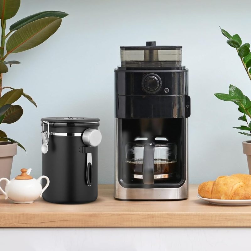 Airtight Coffee Canister Black - Airtight Coffee Storage Container for Home Kitchen Pantry Organization - Image 3