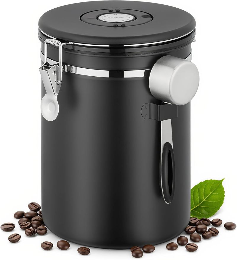 Airtight Coffee Canister Black - Airtight Coffee Storage Container for Home Kitchen Pantry Organization - Image 1