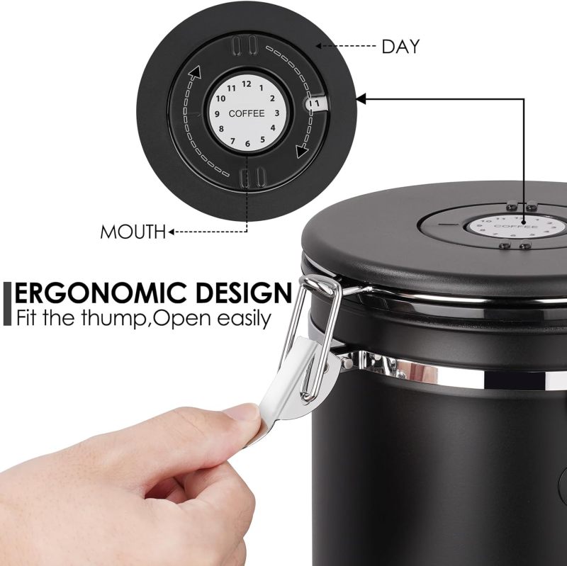 Airtight Coffee Canister Black - Airtight Coffee Storage Container for Home Kitchen Pantry Organization - Image 5