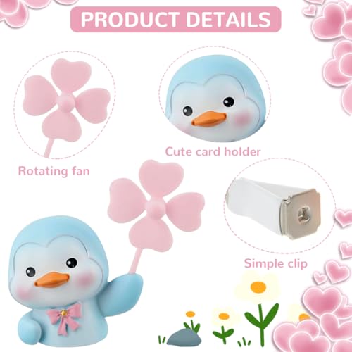 STHIRA® Car Perfume Diffuser Cute Blue Little Penguin with Rotating Swivel Fan Car Air Freshener with 2 Scent Tablets Cartoon Resin Car Charm Car Decoration Items Interior Car Decorative Items - Image 2